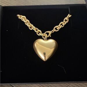 Lustrous Gold Heart Chain Necklace